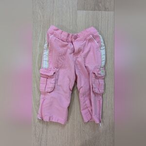 Pink Baby Cargo Pants With Side Stripe And Zipper | Y2K Style Strawberry Detail